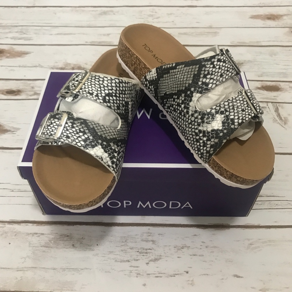 White Snake Print Sandal - Picture 6 of 13